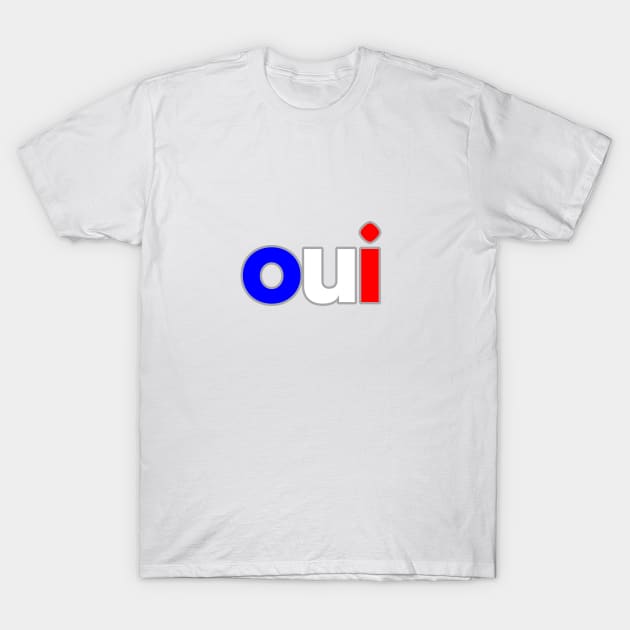 Oui - Typographic Design. White Tee. T-Shirt by Hotshots